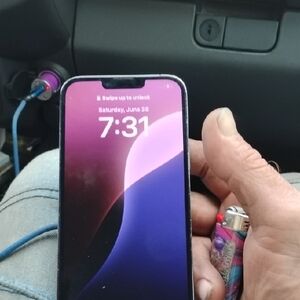 Sleek Black and Purple Cell Phone with Edge-to-Edge Display
